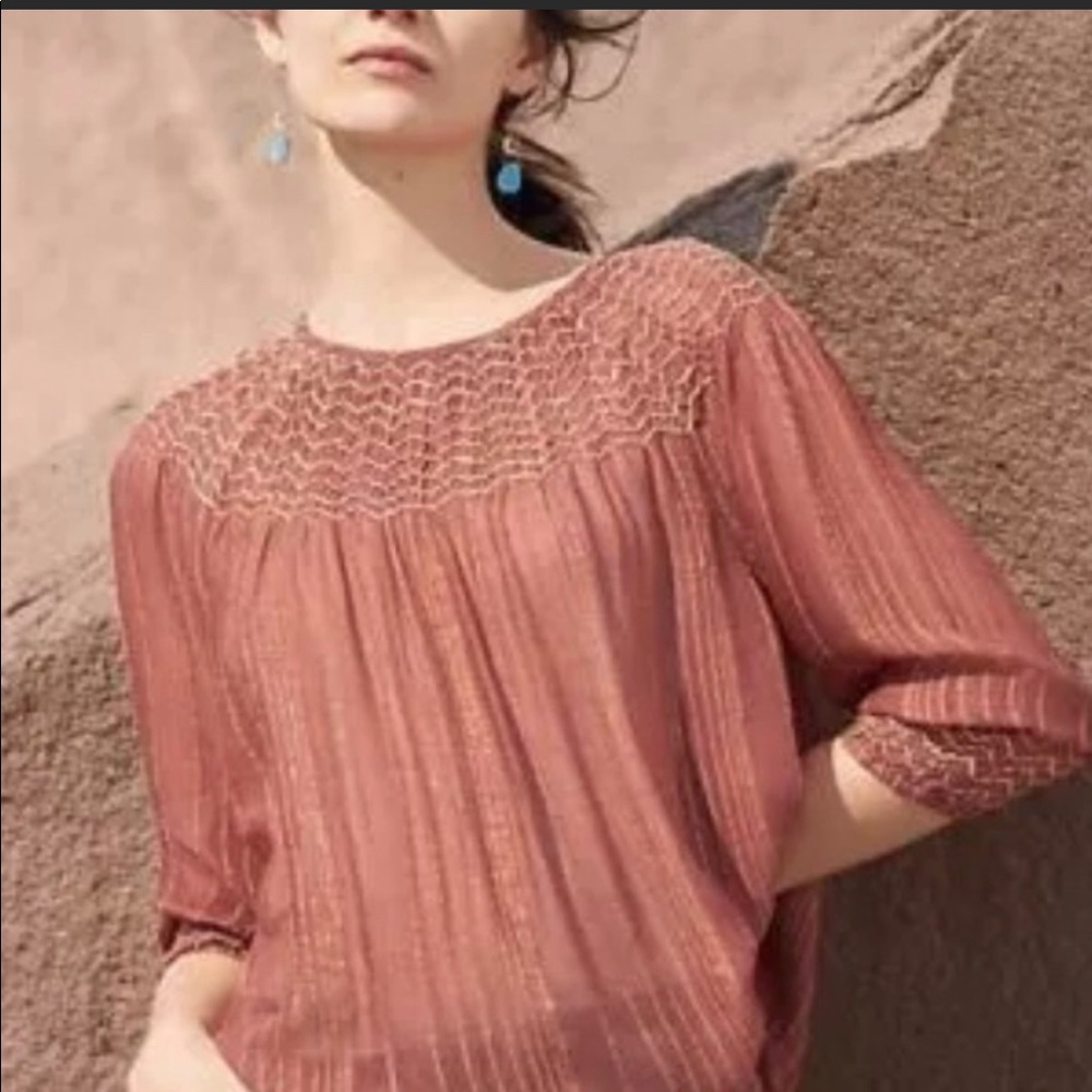 Beautiful peasant blouse with gold embroidery